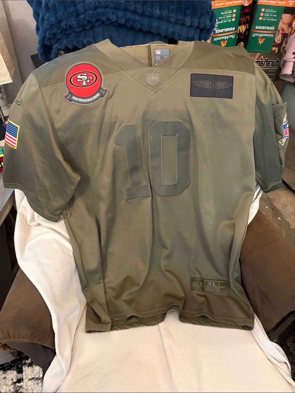 NFL San Francisco 49ers Olive Green Military-Style Garoppolo Jersey #10